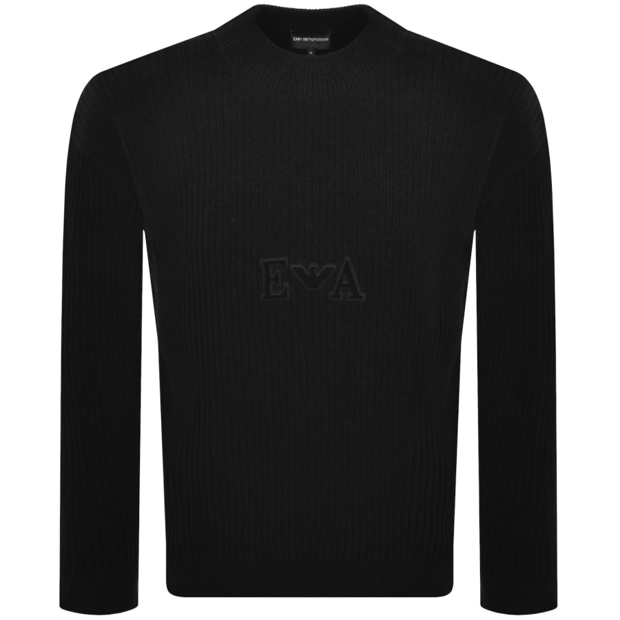 Emporio Armani Crew Neck Knit Jumper Black | Mainline Menswear us